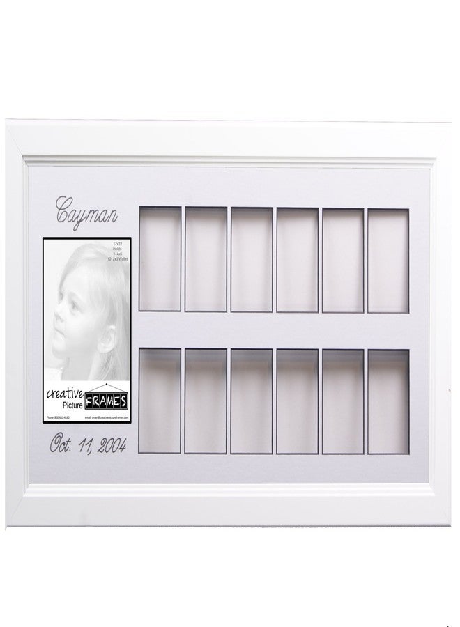 Creative Picture Frames Personalized Baby's First 12 Month Timeline Collage 12 by 22-inch Cottage White Picture Frame w/Stand and Hanger - Image 1